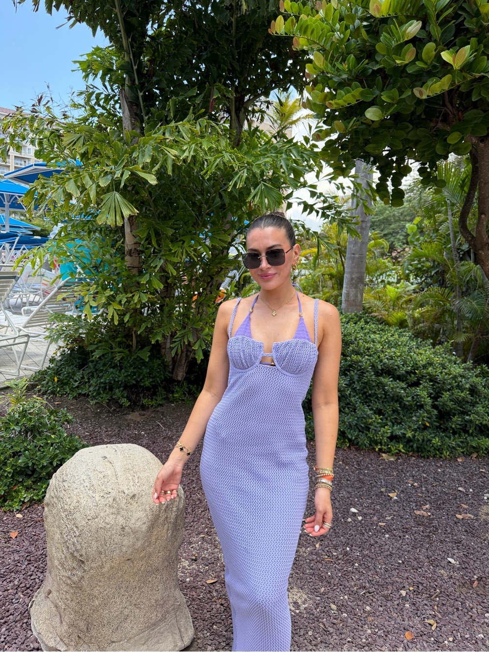 Montce Lilac Knit Halter Maxi Dress - Picture 3 of 5